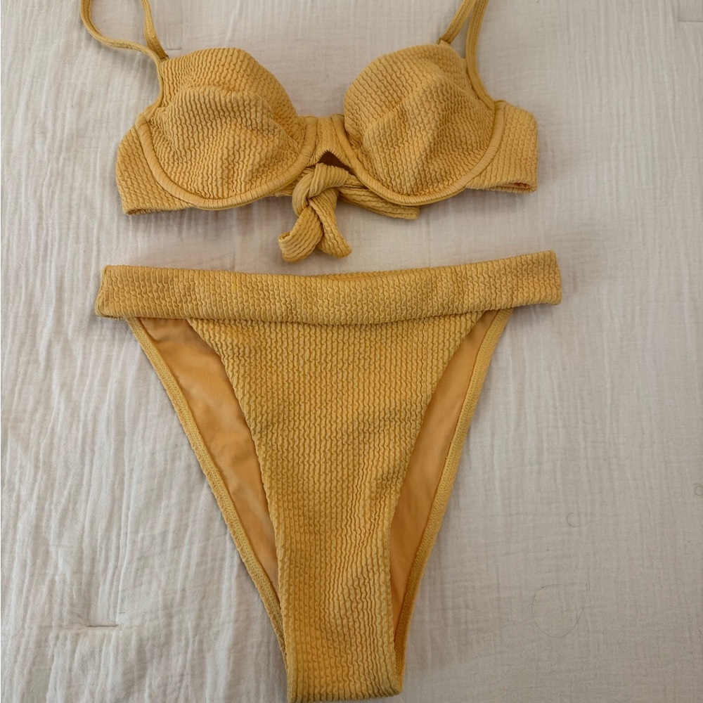 Monday Swimwear crinkle Bikini Top and Bottom